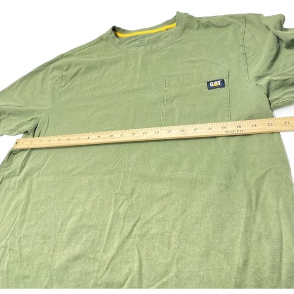 Men's Green Construction CAT Caterpillar XXL Label Pocket T-Shirt Workwear As is - Picture 8 of 9